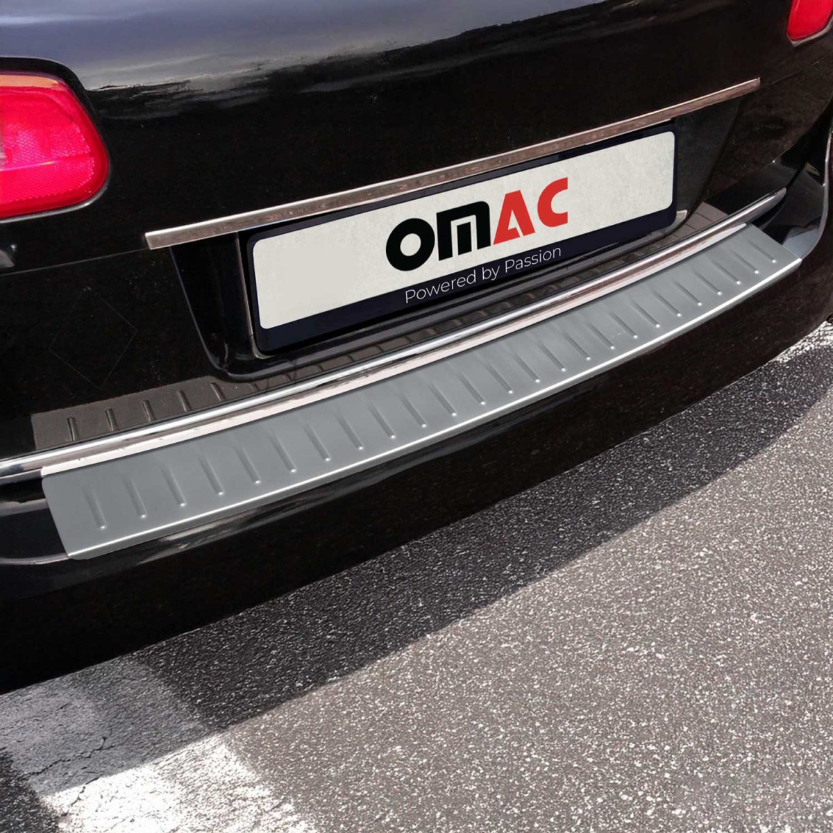 Volkswagen Passat Variant B6 Rear Bumper Sill Cover - Omac - Brushed Silver - '05-'10